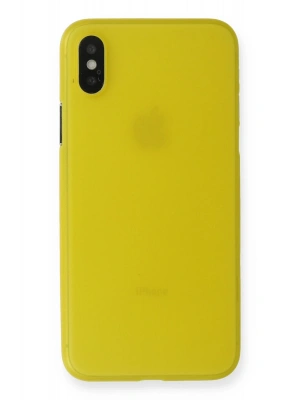 Newface iPhone X Kılıf PP Ultra İnce Kapak - Sarı