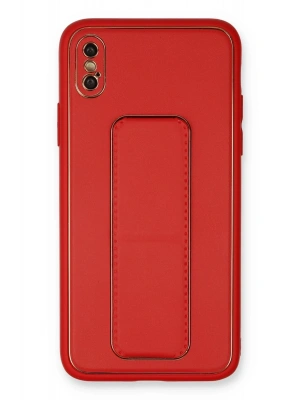 Newface iPhone XS Max Kılıf Coco Deri Standlı Kapak - Kırmızı