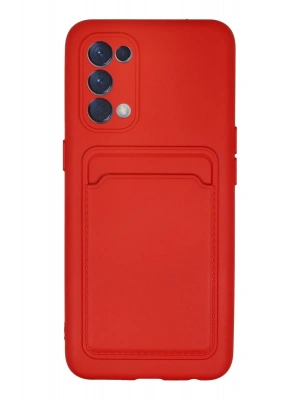 Newface Oppo Reno 5 Kılıf Kelvin Kartvizitli Silikon - Kırmızı