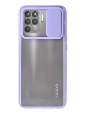 Newface Oppo Reno 5 Lite Kılıf Palm Buzlu Kamera Sürgülü Silikon - Lila