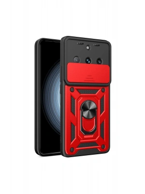 Newface Realme 11 Pro Kılıf Pars Lens Yüzüklü Silikon - Kırmızı