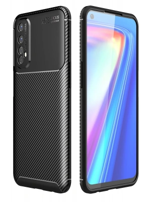 Newface Realme 7 Kılıf Auto Focus Karbon Kapak - Siyah