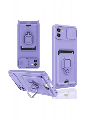 Newface Samsung Galaxy A03 Kılıf Zuma Kartvizitli Yüzüklü Silikon - Lila