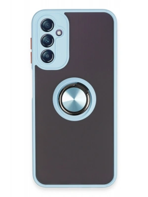 Newface Samsung Galaxy A14 4G Kılıf Montreal Yüzüklü Silikon Kapak - Buz Mavi