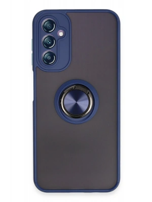Newface Samsung Galaxy A14 4G Kılıf Montreal Yüzüklü Silikon Kapak - Lacivert