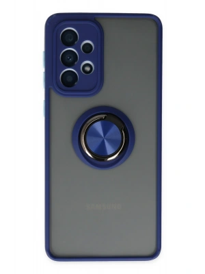 Newface Samsung Galaxy A33 5G Kılıf Montreal Yüzüklü Silikon Kapak - Lacivert
