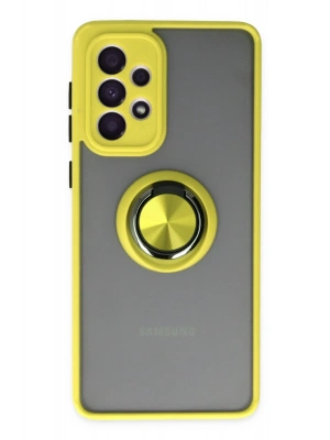 Newface Samsung Galaxy A33 5G Kılıf Montreal Yüzüklü Silikon Kapak - Sarı