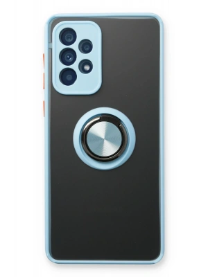 Newface Samsung Galaxy A53 5G Kılıf Montreal Yüzüklü Silikon Kapak - Buz Mavi