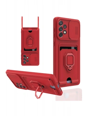 Newface Samsung Galaxy A53 5G Kılıf Zuma Kartvizitli Yüzüklü Silikon - Kırmızı