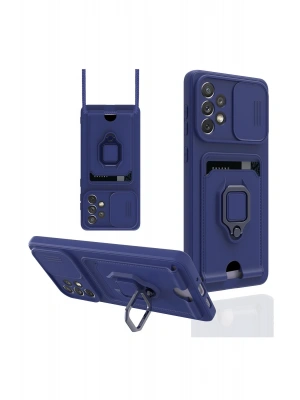 Newface Samsung Galaxy A53 5G Kılıf Zuma Kartvizitli Yüzüklü Silikon - Lacivert