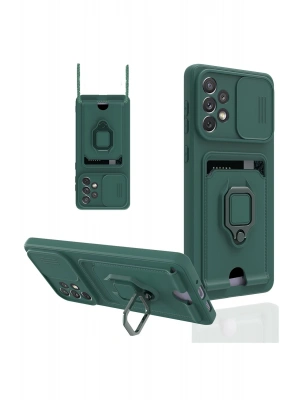 Newface Samsung Galaxy A53 5G Kılıf Zuma Kartvizitli Yüzüklü Silikon - Yeşil