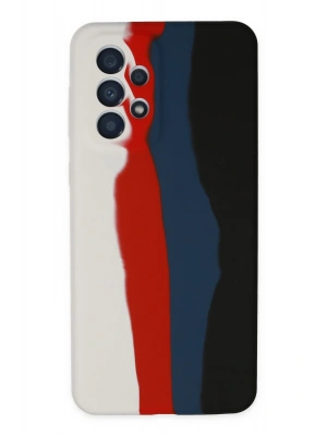 Newface Samsung Galaxy A73 5G Kılıf Ebruli Lansman Silikon - Beyaz-Siyah