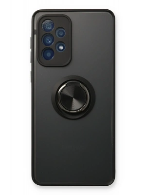 Newface Samsung Galaxy A73 5G Kılıf Montreal Yüzüklü Silikon Kapak - Siyah