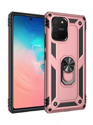 Newface Samsung Galaxy A91 / S10 Lite Kılıf Sofya Yüzüklü Silikon Kapak - Rose