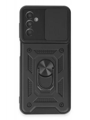 Newface Samsung Galaxy M14 5G Kılıf Pars Lens Yüzüklü Silikon - Siyah