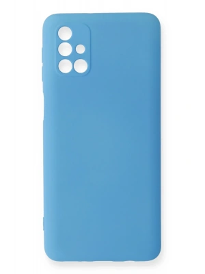 Newface Samsung Galaxy M31S Kılıf Nano içi Kadife Silikon - Mavi