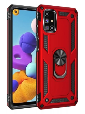 Newface Samsung Galaxy M31S Kılıf Sofya Yüzüklü Silikon Kapak - Kırmızı