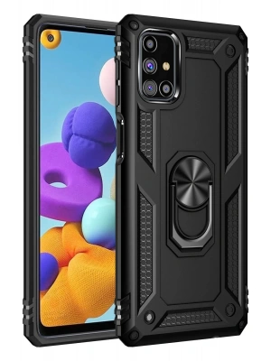 Newface Samsung Galaxy M31S Kılıf Sofya Yüzüklü Silikon Kapak - Siyah