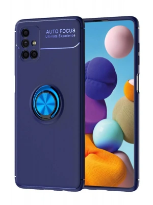 Newface Samsung Galaxy M51 Kılıf Range Yüzüklü Silikon - Mavi