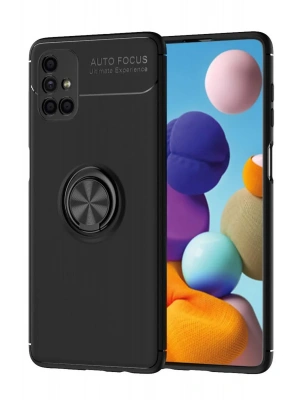 Newface Samsung Galaxy M51 Kılıf Range Yüzüklü Silikon - Siyah