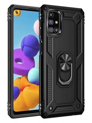 Newface Samsung Galaxy M51 Kılıf Sofya Yüzüklü Silikon Kapak - Siyah