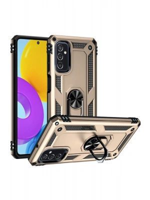 Newface Samsung Galaxy M52 5G Kılıf Sofya Yüzüklü Silikon Kapak - Gold