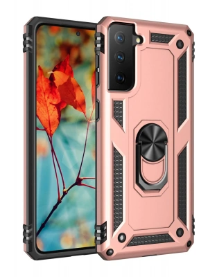 Newface Samsung Galaxy S21 Kılıf Sofya Yüzüklü Silikon Kapak - Rose