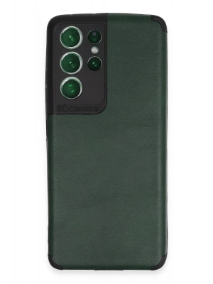 Newface Samsung Galaxy S21 Ultra Kılıf Loop Deri Silikon - Yeşil