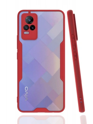 Newface Vivo V21e Kılıf Platin Silikon - Kırmızı