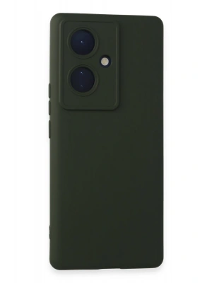 Newface Vivo V29 Lite Kılıf Nano içi Kadife Silikon - Koyu Yeşil