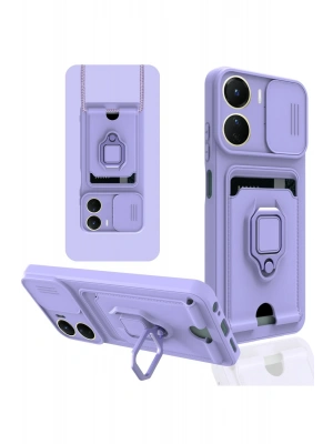 Newface Vivo Y16 Kılıf Zuma Kartvizitli Yüzüklü Silikon - Lila