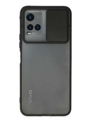 Newface Vivo Y33S Kılıf Palm Buzlu Kamera Sürgülü Silikon - Siyah