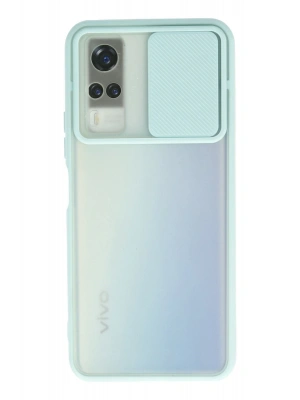 Newface Vivo Y53S Kılıf Palm Buzlu Kamera Sürgülü Silikon - Turkuaz