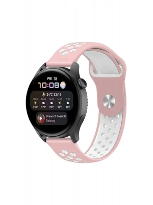 Newface Watch 22mm Spor Delikli Kordon - Pembe-Beyaz