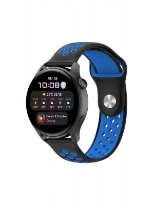 Newface Watch 22mm Spor Delikli Kordon - Siyah-Mavi