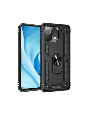 Newface Xiaomi Mİ 11 Lite Kılıf Sofya Yüzüklü Silikon Kapak - Siyah