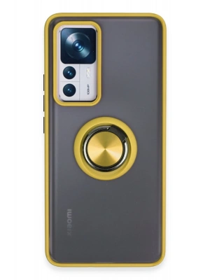 Newface Xiaomi Mi 12T Pro Kılıf Montreal Yüzüklü Silikon Kapak - Sarı