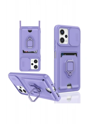 Newface Xiaomi Poco X5 5G Kılıf Zuma Kartvizitli Yüzüklü Silikon - Lila