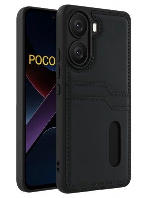 Newface Xiaomi Poco X7 Pro Kılıf Sara Kartvizitli Deri Kılıf - Siyah