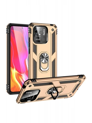 Newface Xiaomi Redmi 10C Kılıf Sofya Yüzüklü Silikon Kapak - Gold