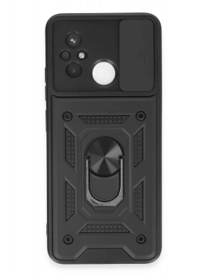 Newface Xiaomi Redmi 12C Kılıf Pars Lens Yüzüklü Silikon - Siyah