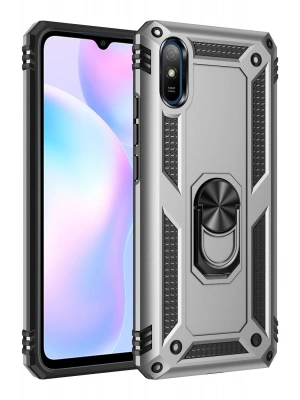 Newface Xiaomi Redmi 9A Kılıf Sofya Yüzüklü Silikon Kapak - Gümüş