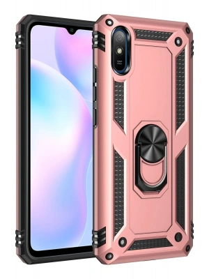 Newface Xiaomi Redmi 9A Kılıf Sofya Yüzüklü Silikon Kapak - Rose