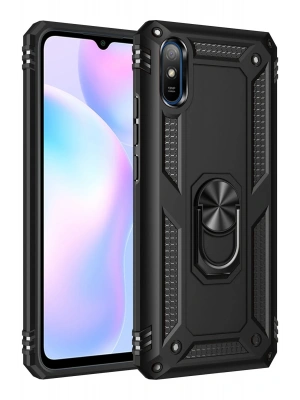 Newface Xiaomi Redmi 9A Kılıf Sofya Yüzüklü Silikon Kapak - Siyah