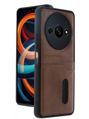 Newface Xiaomi Redmi A3 4G Kılıf Sara Kartvizitli Deri Kılıf - Taba