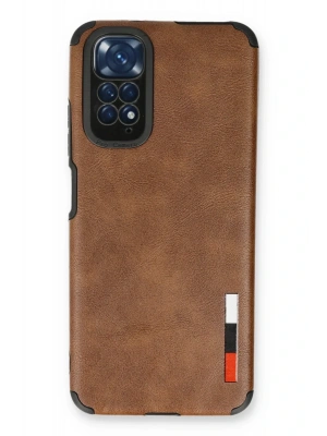 Newface Xiaomi Redmi Note 11 Kılıf Loop Deri Silikon - Kahverengi