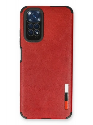 Newface Xiaomi Redmi Note 11 Kılıf Loop Deri Silikon - Kırmızı