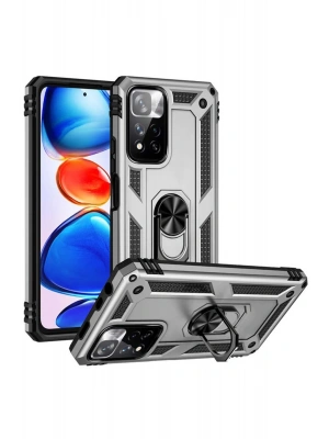 Newface Xiaomi Redmi Note 11 Pro Plus 5G Kılıf Sofya Yüzüklü Silikon Kapak - Gümüş