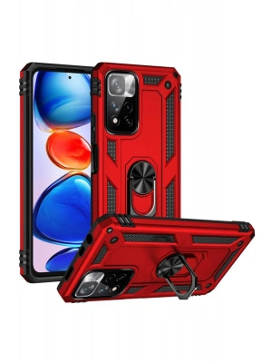 Newface Xiaomi Redmi Note 11 Pro Plus 5G Kılıf Sofya Yüzüklü Silikon Kapak - Kırmızı