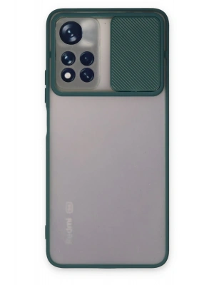 Newface Xiaomi Redmi Note 11T Kılıf Palm Buzlu Kamera Sürgülü Silikon - Yeşil